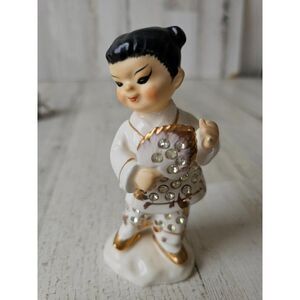 Norcrest girl geisha Monk‎ fan rhinestone statue figurine Japan statue